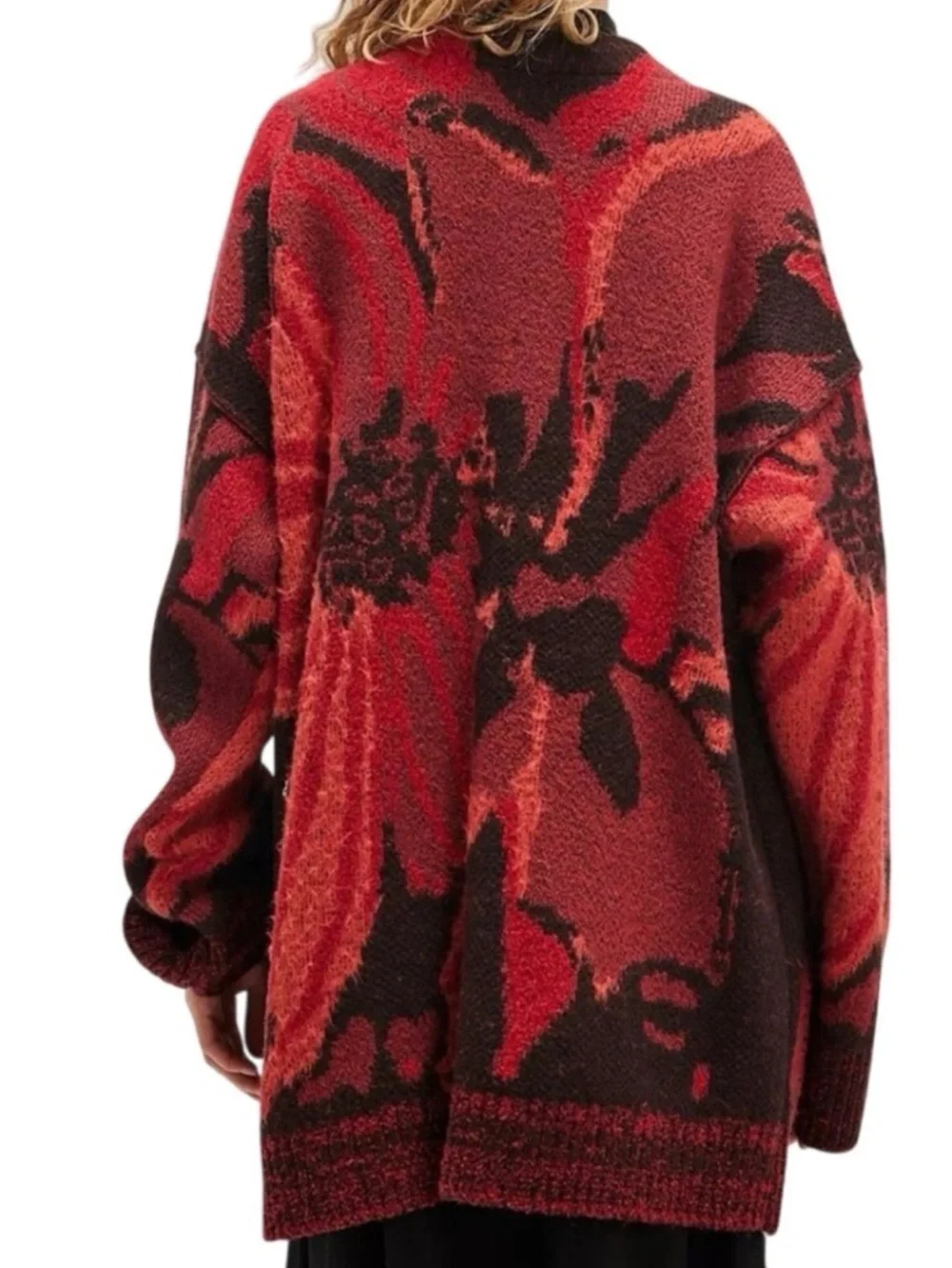 Free People State Side Oversized Button Cardigan Red Combo Floral Small NWT✅